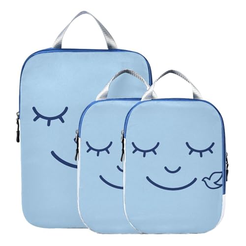 With Zipper 3pcs Travel Packing Storage Bags Polyester Bags for Closet, Peaceful Dove Look (1) (3 Set) - color: Peaceful Dove Look (1)