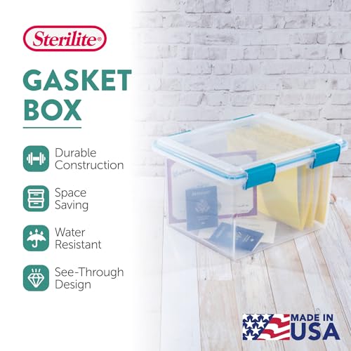 Sterilite 4-Pack Gasket Box, Weather-Resistant Storage Bins with Latching Lids, 32 Quart - Heavy-Duty Organizing Containers for Closet, Bathroom, and Office - size: 32 Quart, style: 4 Pack