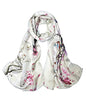 100% Mulberry Silk Long Scarf for Women Large Shawls for Headscarf and Neck- Oblong Hair Wraps with Gift Packed - color: Beige-flower&birds