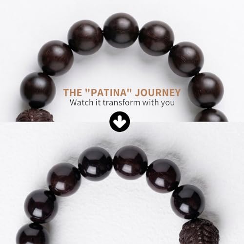 Meditaiton Men Beaded Bracelets, Handmade Sandalwood Mala Beads, Buddhist Prayer Red Wood Bracelets, Comfortable for Daily Wear Yoga Gift for Men - color: 15mm Bead with Pixiu