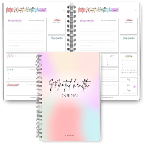 Mental Health Journal Planner | Daily Gratitude, Self Care, Intentions, Affirmations and Nutrition (Rainbow, A5) - color: Rainbow, size: A5
