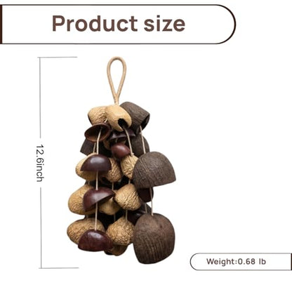 Natural Seed Pod Rattle Wind Chime, 33 Seed Pods Handmade Meditation Bell with Soft Calming Sound, Eco Friendly Boho Home Decor for Garden Patio Window, Dual-Use Hang or Shake, Yoga Gift for Women Men