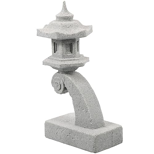 OSALADI Miniature Japanese Lantern Pagoda Figurines Asian Sandstone Tower Statue Fish Tank Aquarium Ornament Fairy Garden Accessories Zen Terrarium Bonsai Decorations