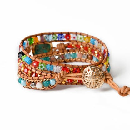 YGLINE Boho Handmade Natural Stone Wrap Bracelets Crystal Beads Bracelet Jewelry