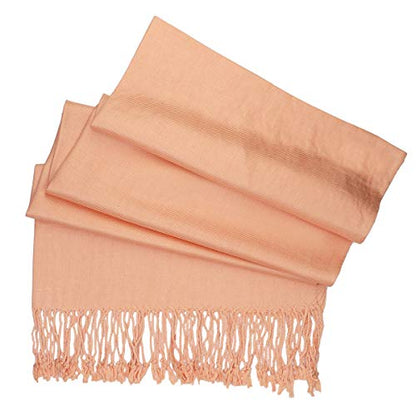 Falari Women's Soft Solid Color Pashmina Shawl Wrap Scarf, for Wedding, Bridesmaid Gifts, Evening Dress - color: Peach