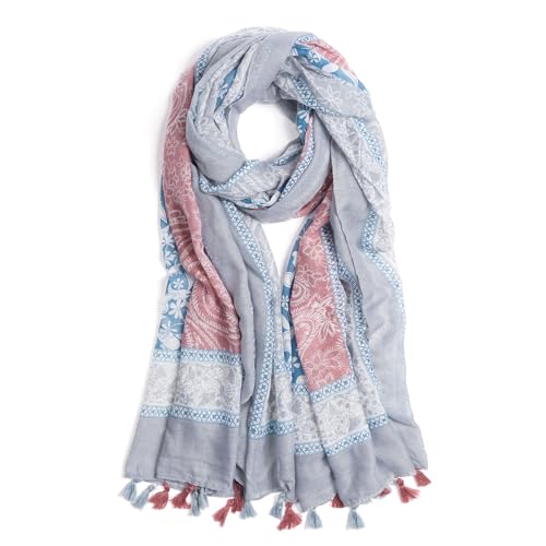 Scarf for Women Lightweight Soft Floral Leopard Printed Scarves Fall Winter Fashion Shawl Wrap with Fringe
