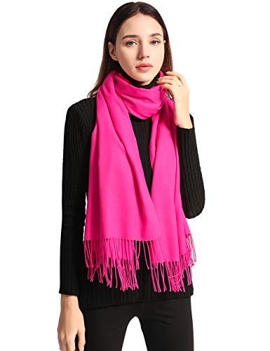 Pashmina Shawl Women Winter Scarf Warm Wedding Wraps Ladies Scarves for Evening Dresses - color: Hot Pink