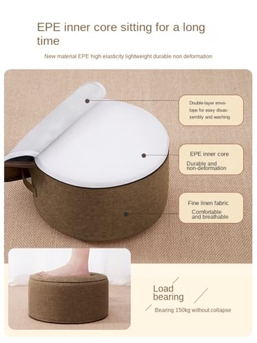 Large Thicken Floor Pillow Washable Cotton Linen Medication Cushion Round Tatami Seat Cushion for Yoga Living Room Balcony Room Party Decoration, -Orange Yellow