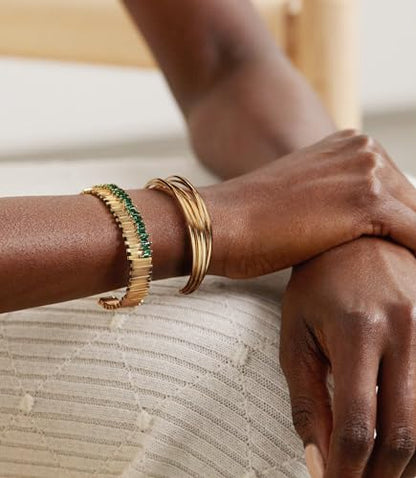 18K Gold Plated Open Cuff Bangle for Women Statement Brushed/Hammered/Textured Bracelet Layering Jewelry Love Gift for Her - style: Corss Wire Bangle