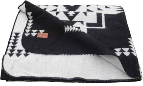 AHUAY Premium Hypoallergenic Alpaca Wool Blanket – Reversible 2-in-1 Andean Geometric Throw, Ultra Soft Warm Lightweight, Handmade in Ecuador (Imbabura Black and White, King) - color: Imbabura Black and White, size: King (100" x 83")