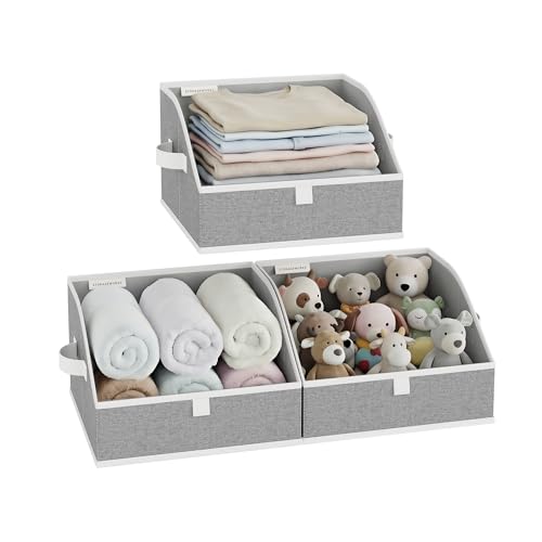 StorageWorks Closet Storage Bins, Trapezoid Organizer Box for Shelves, Fabric Clothes Bin, Foldable Organizing Baskets with Handles, Small, 3-Pack, Gray - color: Gray, size: Small