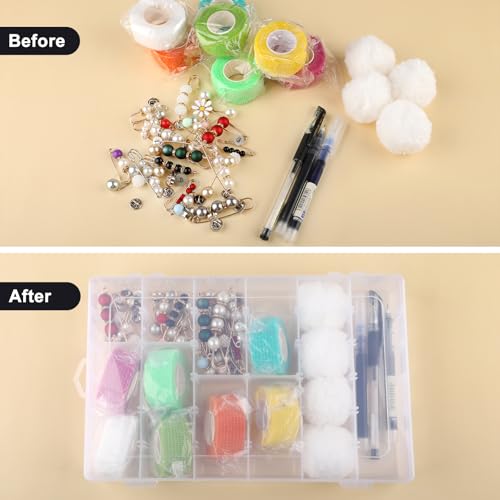 4 Pack 36 Grid Bead Organizer Box, Clear Plastic Small Parts Organizer with Dividers, Bead Storage Containers for Jewelry Craft DIY Thread Fishing Tackle