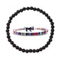 Made by Nami 2 Pcs Boho Surfer Bracelets for Men and Women Waterproof and Adjustable Beach Bracelets for Men and Women Set of 2 Beaded & Braided - color: Lava Beads & Dark Multi