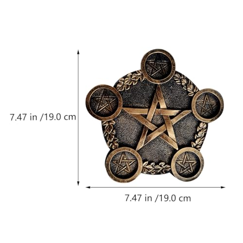 Luxshiny Pentacle Star Candleholder Decorative Desktop Altar Plate for Rituals and Mystical Props with Bright Copper Finish Compact Space-Saving Design for Home and Ceremony Use