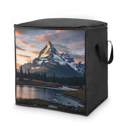 Mount at Sunset Organizer Storage Bags Soft Storage Bags with Zipper Thick Breathable Comforter Organizer with Carrying Handles Large Bag for Sheets Blankets Bedding Pillows Clothes