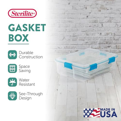 Sterilite 4-Pack Gasket Box, Home Storage Organizer Bins with Lids, 37 Quart – Stackable Clear Plastic Containers for Bedroom, Bathroom, Garage, Basement, or Attic - size: 37 Quart, style: 4 Pack