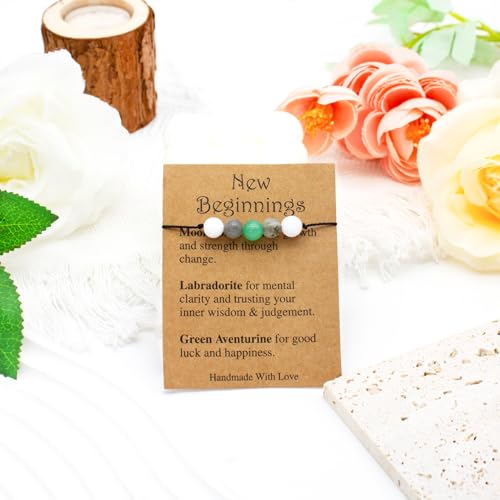 yfstyle Crystal Healing Stones Bracelets for Women & Men - Amethyst Anxiety Protection Bracelets - Natural Gemstones Jewelry Gifts - color: New Beginnings