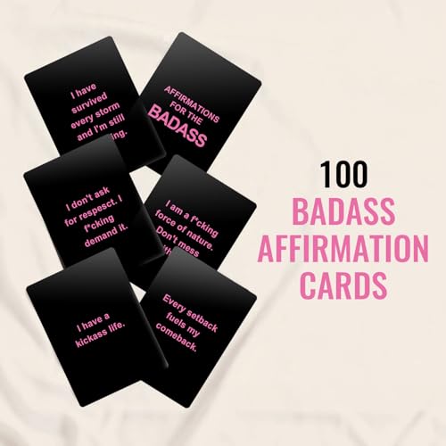 Badass Affirmation Cards - 100 Daily Motivational Birthday Gifts for Women, Affirmations Cards for Her, Best Friend, Sister, Daughter, Mom and More.