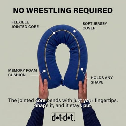Dot&Dot Twist Memory Foam Travel Pillow for Airplanes - Travel Neck Pillow for Sleeping - Airplane Pillow for Neck Support - Adjustable, Bendable Neck Roll Pillow (Sapphire, One Size)