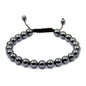 AD Beads Unisex 8mm Gemstone Bracelets Healing Macrame Adjustable 7-9 Inches || wear this healing natural gemstone bracelet help to erase your pain and fear || recover your energy||| - color: Hematite