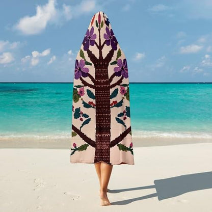 Wearable Blanket for Adults Purple Tree of Life Hooded Blanket Throw Blanket Soft Hooded Cloak Shawl Wrap 80x60 Inch