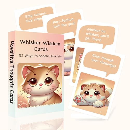 52 Catitude Affirmation Cards Cat Lover Gifts for Women, Self Care Mindfulness Positive Affirmations Cards for Anxiety, Vagus Nerve Stimulation Deck, Cats for Comfort, Stress Relief Gifts for Women