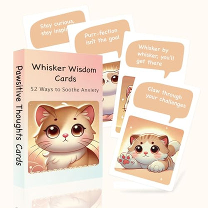 52 Catitude Affirmation Cards Cat Lover Gifts for Women, Self Care Mindfulness Positive Affirmations Cards for Anxiety, Vagus Nerve Stimulation Deck, Cats for Comfort, Stress Relief Gifts for Women