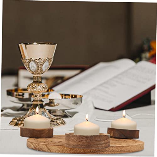 Wooden Candle Holder for Altar Table Decor Divination Rituals Modern Altar Plate Set