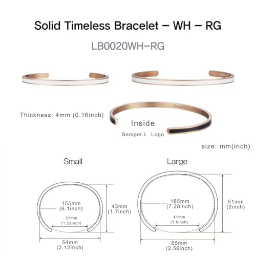 Minimalist Stainless Steel Cuff Bangle Bracelet for Women & Men – Adjustable Enamel Slim Oval Bracelet, Simple Everyday Jewelry Gift Box (Solid BR)