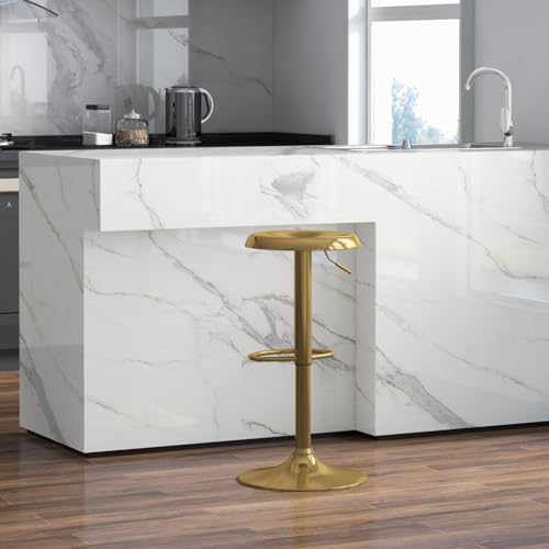 Adjustable Bar Stool, Swivel Round Metal Airlift Barstool, Backless Counter Height Bar Chair for Kitchen Dining Room Pub Cafe, 1 pc (Gold) - color: Gold, size: 1 pc