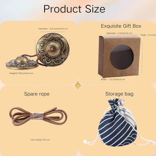 Tibetan Tingsha Cymbals Meditation Chime Bells 2.5" Dragon and Phoenix with Embossed Bell with Gift Box Drawstring Cloth Bag for Sound Healing, Yoga, Stress Relief Meditation Instruments - color: Dragon and Phoenix
