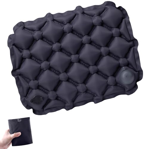 Inflatable Seat Cushion Travel Portable Lightweight Air Stadium Seat Pad Chair Pad with Storage Bag for Airplane Camping Bleacher Hiking Office Outdoor - color: Dark Gray (Pressure-inflated)