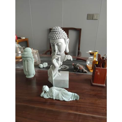 AETVRNI Shh, Please Keep Quiet-Sakyamuni Buddha Statue, Sandstone Zen Statues Meditation Decor, Buddha Figurines for Relaxation Peaceful Home Accents Spiritual Decor,L - size: Large