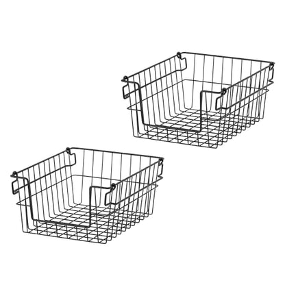 TRINITY 2-Pack Stackable Metal Wire Storage Baskets With Handles, Black, 11 Inches - color: Black, size: 11 Inches