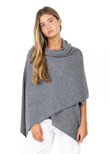 Velanio Cashmere Luxury Knitted Wrap Travel Shawl Scarf, Pashmina Stole, All-Season Scarf for Women Cashmere Wool Blend - color: Heather Smoke-grey