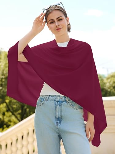Lacretazhi Women'S Shawl Wraps Poncho Sweater Lightweight Knit Scarf With Buttons Versatile Cape Cardigan Spring Summer Fall - color: Burgundy