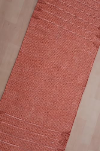 Jaipur Art & Rugs Cotton Yoga Rug - Eco-Friendly Hand-Woven Thick Mat (24”x72”x5mm) for Everyday Fitness at Home - Comfortable & Extra-Long - color: Orange