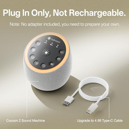 Hotmoon Sound Machine for Sleep, Cocoon 2 White Noise Sound Machine with 40 Relaxing Sounds, Dual-Speaker & Timer, 8 Night Light, Pink Brown Green Noise for Sleeping Adults, Office Privacy, Plug-in - size: Light Gray