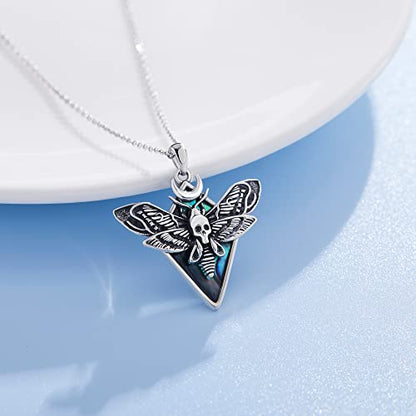 Sterling Silver Cute Animal Pendant Necklace Fox/Snake/Unicorn/Owl on Moon/Rabbit/Horse Necklace Jewelry for Women Mom Sister - style: moth