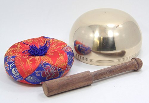 Tibetan Healing Singing Bowl With Silk Cushion and Leather Wrapped Mallet