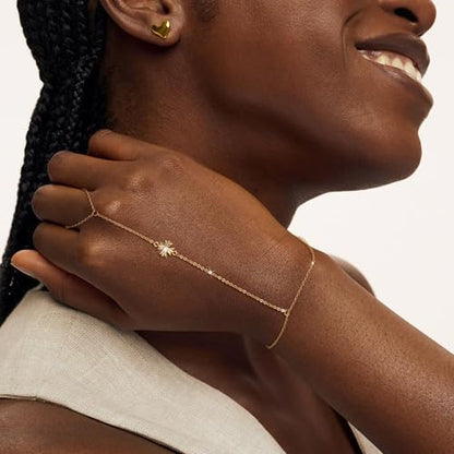Moodear Mothers Day Gifts Gold Bracelet Stack for Women - Dainty Hand Chain Trendy Bead Link Ring Bracelets Set Waterproof Jewelry Gift - style: cross hand bracelet-GD