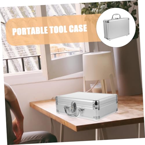 TEHAUX Aluminum Alloy Toolbox Sponge Insert Portable Hard Storage Case for Tools and Equipment Outdoor Carrying for Home and Travel Use