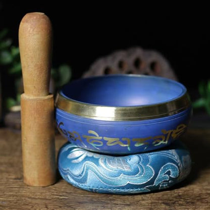 Tibetan Singing Bowl Meditation Handmade, Copper Yoga Sound Buddha Chime Ornament Singing Bowls(10.5cm) - size: 10.5cm