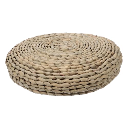 Round Thick Straw Woven Meditation Cushion Japanese Style Cotton Filled Floor Pillow for Yoga and Relaxation and Comfortable for Home and Office Use