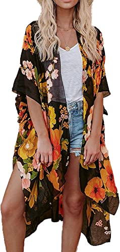 Kimonos for Women Swimsuit Coverups Beach Cover Up Swimwear Cardigan Summer - color: Blooming Summer