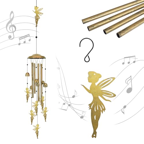 Wind Chimes for Outside Unique - Large Flower Fairy Garden Sympathy Wind Chimes Outdoor Decor, Home/Lawn/Porch/Patio/Yard Decorations, Memorial Festival Gifts for Mom/Mothers/Grandma - color: Flower Fairy