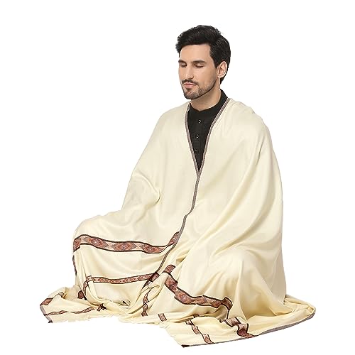 Weavers Villa Meditation Shawl/Wrap, Oversize Scarf or Stole. Unisex - color: White