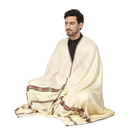 Weavers Villa Meditation Shawl/Wrap, Oversize Scarf or Stole. Unisex - color: White