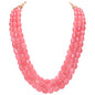 Ratnavali Jewels Quartz Multi Layer Strand Mala Beads Party Wear Necklace Jewelry Women RV3415 - color: Pink