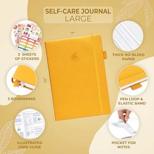 Clever Fox Self-Care Journal – Wellness & Daily Reflection Notebook – Mental Health & Personal Development Journal – Self-Care, Meditation & Mood Journal for Women & Men – Large (Amber Yellow) - color: Amber Yellow, size: Smaller Than A4 (7x10'')